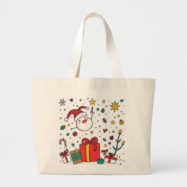 personalized Christmas  Large Tote Bag (Front)
