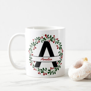 Personalized Christmas Letter Name Custom Initial Coffee Mug