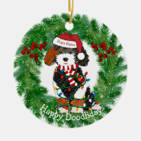Personalized Christmas Lights Bernedoodle