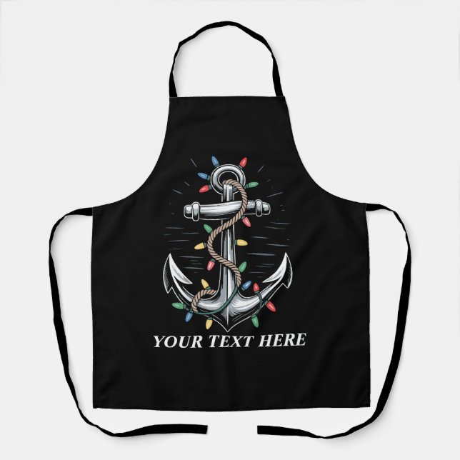 Personalized Christmas Lights Boating Sailing  Apron (Front)