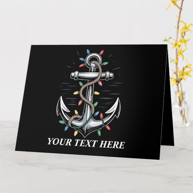 Personalized Christmas Lights Boating Sailing  Card (Yellow Flower)