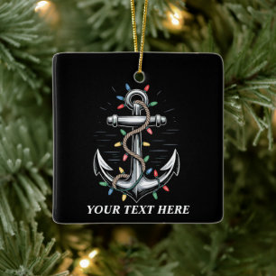 Personalized Christmas Lights Boating Sailing  Ceramic Ornament