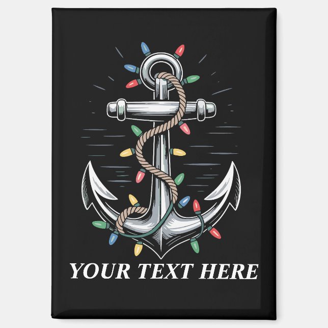Personalized Christmas Lights Boating Sailing  Magnet (Front)