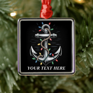 Personalized Christmas Lights Boating Sailing Metal Ornament