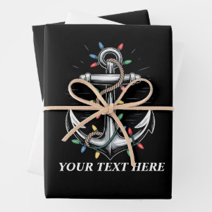 Personalized Christmas Lights Boating Sailing Wrapping Paper Sheet