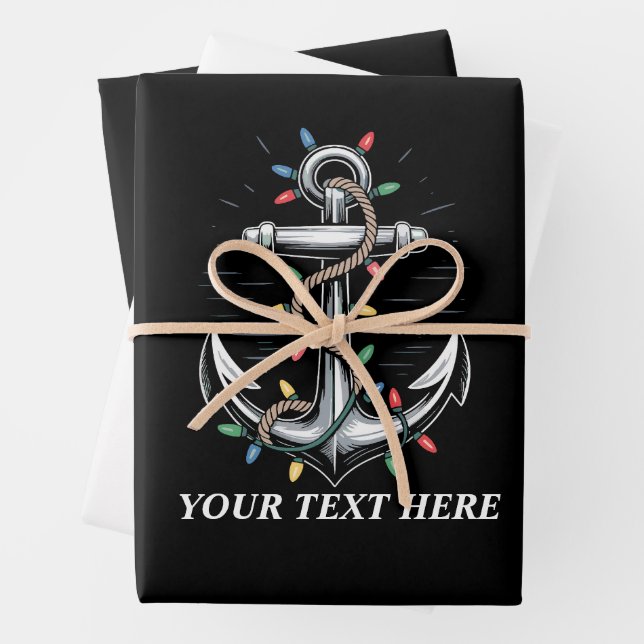 Personalized Christmas Lights Boating Sailing  Wrapping Paper Sheet (In situ)