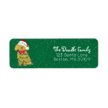 Personalized Christmas Lights Goldendoodle Address<br><div class="desc">Cute Personalized Cartoon Golden Doodle Puppy wearing "Tis The Season" Santa hat,  wrapped in christmas lights. Festive return address labels for doodle dog lovers!</div>