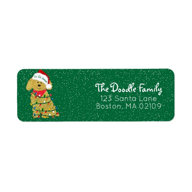 Personalized Christmas Lights Goldendoodle Address (Front)