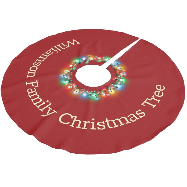 Personalized Christmas Lights in Circle Holiday Brushed Polyester Tree Skirt (Angled)