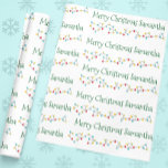 Personalized Christmas Lights Name Custom Wrapping Paper<br><div class="desc">This design was created through digital art. It may be personalized by clicking the customize button and changing the colour, adding a name, initials or your favourite words. Contact me at colorflowcreations@gmail.com if you with to have this design on another product. Purchase my original abstract acrylic painting for sale at...</div>