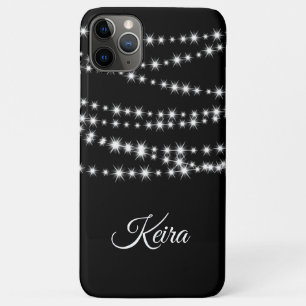 Personalized Christmas Lights on black iPhone Case