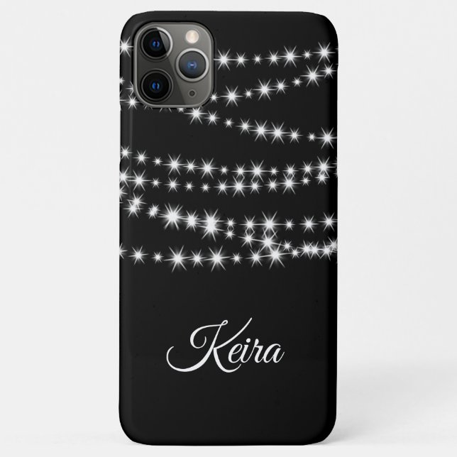 Personalized Christmas Lights on black iPhone Case (Back)