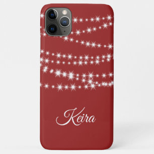 Personalized Christmas Lights on red iPhone Case