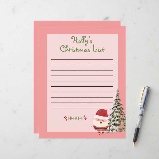 Personalized Christmas List for Santa (Front/Back In Situ)