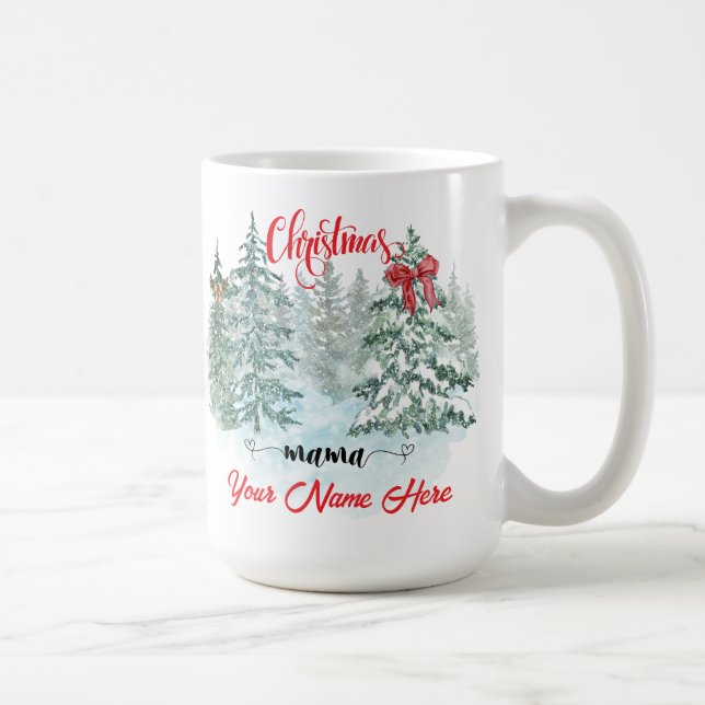 Personalized Christmas Mama Holiday Custom Mother  Coffee Mug (Right)