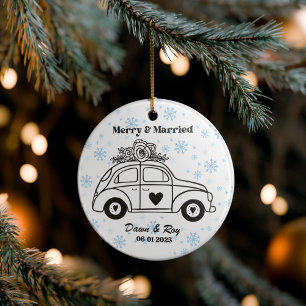 Personalized Christmas Married Ornament, Custom  Ceramic Ornament