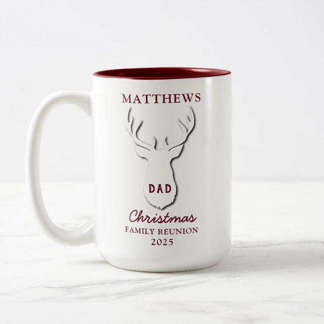 Personalized Christmas Matching Family Reunion Dad Two-Tone Coffee Mug (Left)