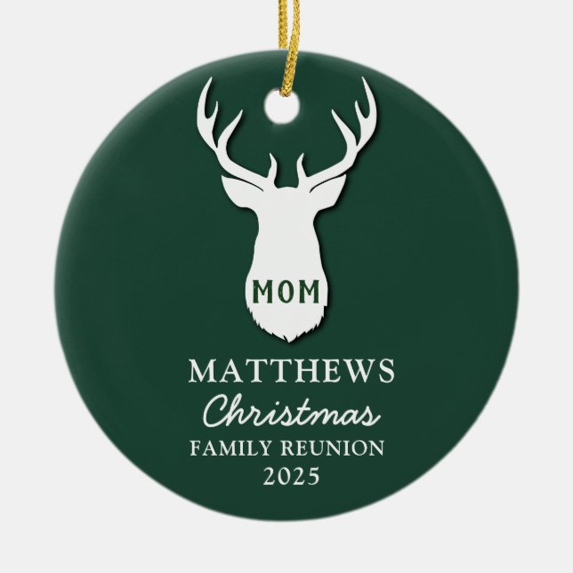 Personalized Christmas Matching Family Reunion Mom Ceramic Ornament (Front)