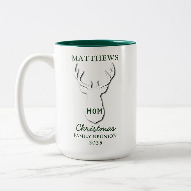 Personalized Christmas Matching Family Reunion Mom Two-Tone Coffee Mug (Left)