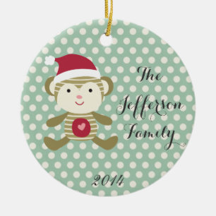 Personalized Christmas Monkey Family Ornament