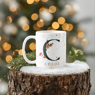 Personalized Christmas Monogram C Mug
