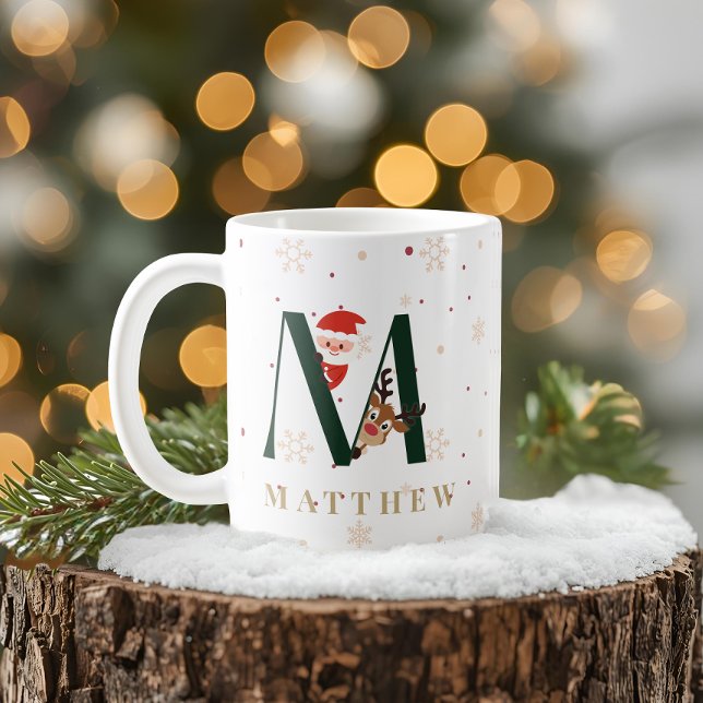 Personalized Christmas Monogram M Mug (Creator Uploaded)