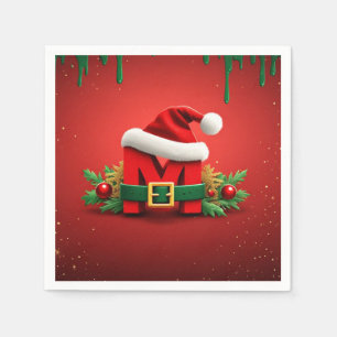 Personalized Christmas Monogram M with Santa Hat  Napkin
