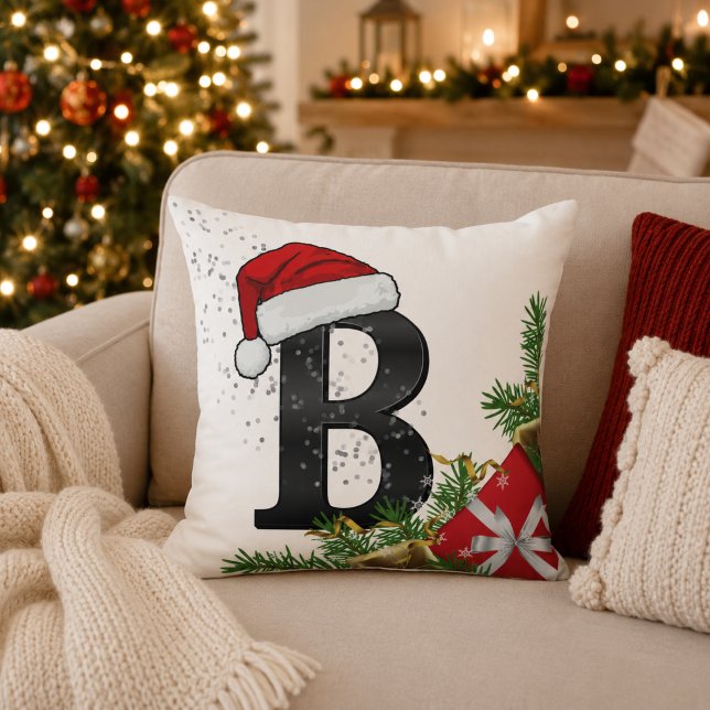 Personalized Christmas Monogram Throw Pillow (Creator Uploaded)