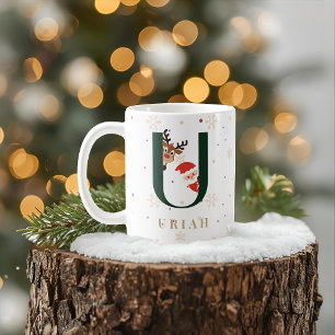 Personalized Christmas Monogram U Mug