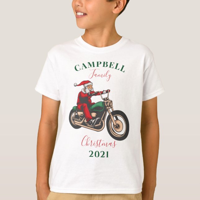 Personalized Christmas Motorbiker Family Matching T-Shirt (Front)