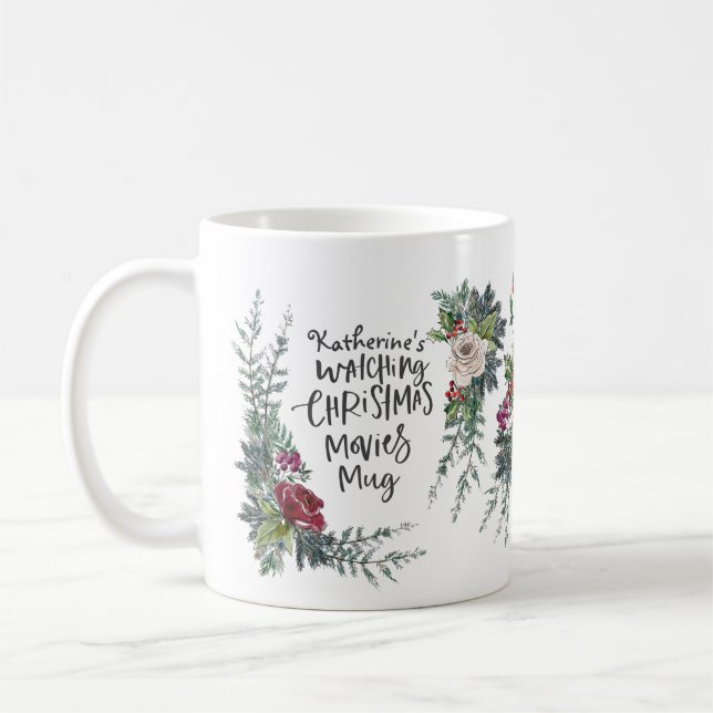 Personalized Christmas Movie Watching Name Custom Coffee Mug (Left)