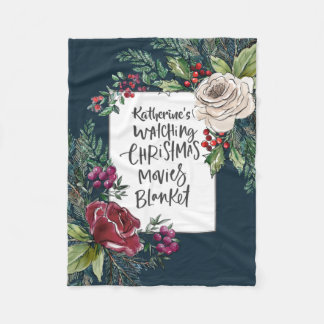 Personalized Christmas Movie Watching Name Custom Fleece Blanket