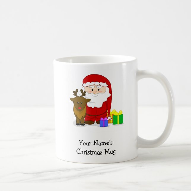 Personalized Christmas Mug - Santa and Reindeer (Right)