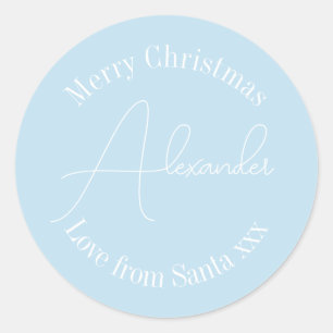 Personalized Christmas Name Gift Tag Sky Blue