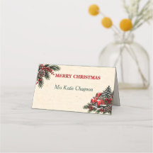 Personalized Christmas Name Place Card Farmhouse