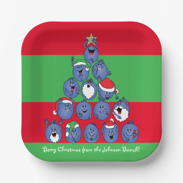 Personalized Christmas Napkins "Berry Christmas" Paper Plate (Front)