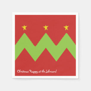 Personalized Christmas Napkins "Chevron Trees"