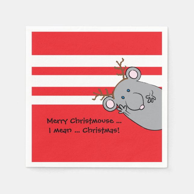 Personalized Christmas Napkins "Merry Christmouse" (Front)