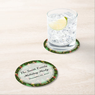 Personalized Christmas Napkins Round Paper Coaster