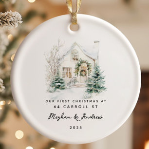 Personalized Christmas New Home Ceramic Ornament