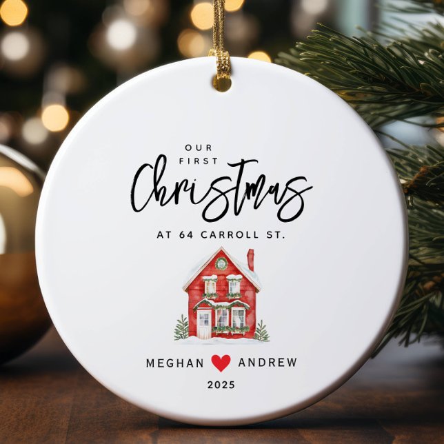 Personalized Christmas New Home Ceramic Ornament (Creator Uploaded)