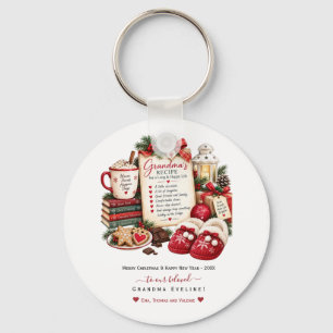 Personalized Christmas & New Year Card for Grandma Keychain