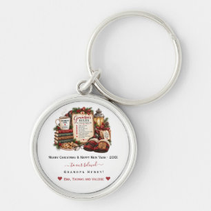 Personalized Christmas & New Year Card for Grandma Keychain