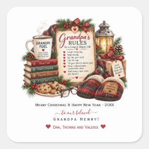 Personalized Christmas & New Year Card for Grandpa Square Sticker