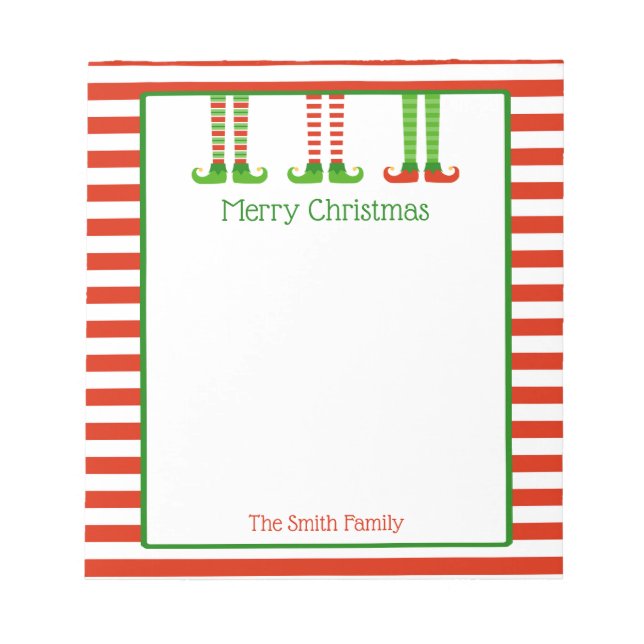 Personalized Christmas Notepad | Festive Elves (Front)