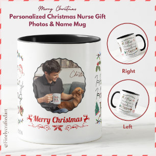 Personalized Christmas Nurse Gift Photos & Name Mug