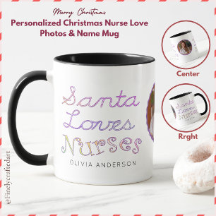 Personalized Christmas Nurse Love Photos & Name Mug