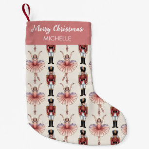 Personalized Christmas Nutcracker & Ballerina Small Christmas Stocking