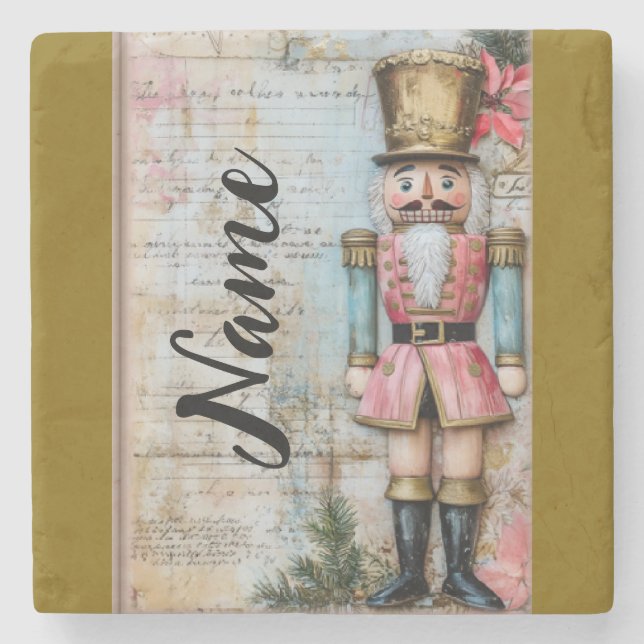 Personalized Christmas nutcracker Stone Coaster (Front)