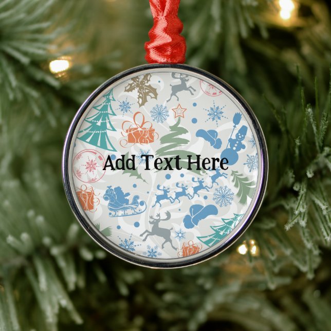 Personalized Christmas Ordainment Pattern Metal Ornament (Tree)